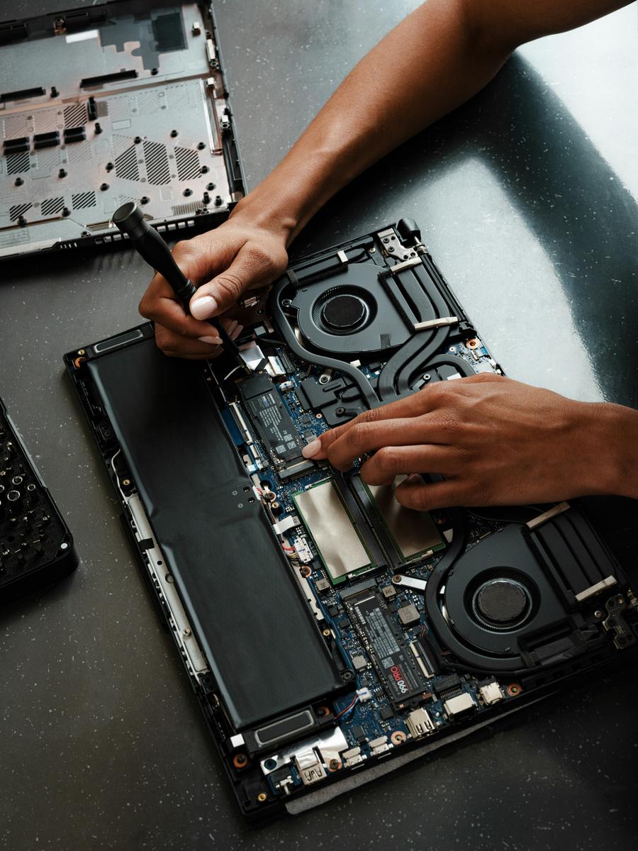 Technician working on device